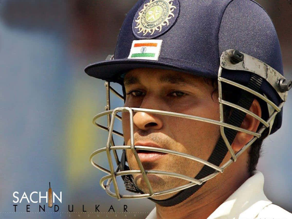Sachin Tendulkar, blue helmet, Indian flag patch, SD Desktop Wallpaper