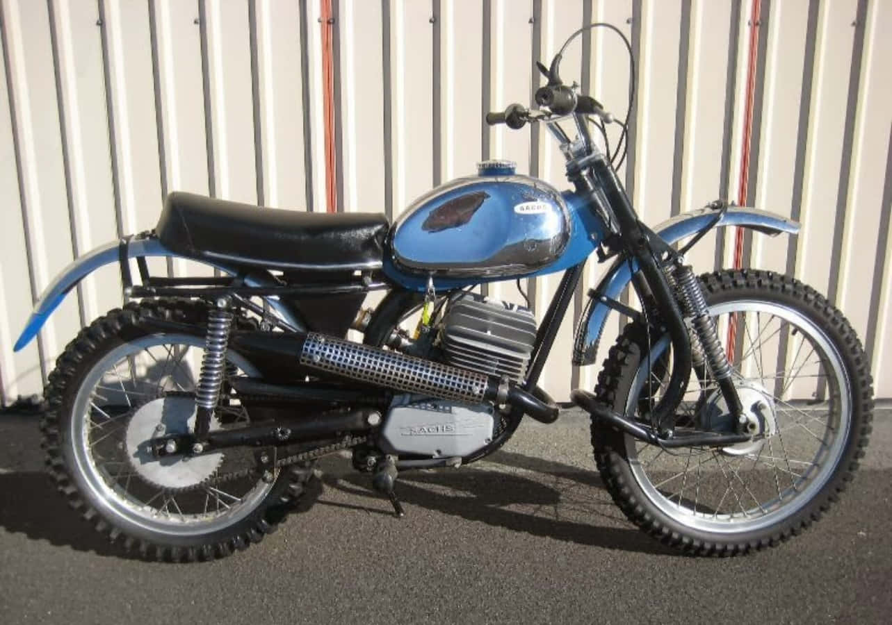 Sachs Motorcycle, vintage blue and black motorcycle, knobby tires, HD Desktop Wallpaper