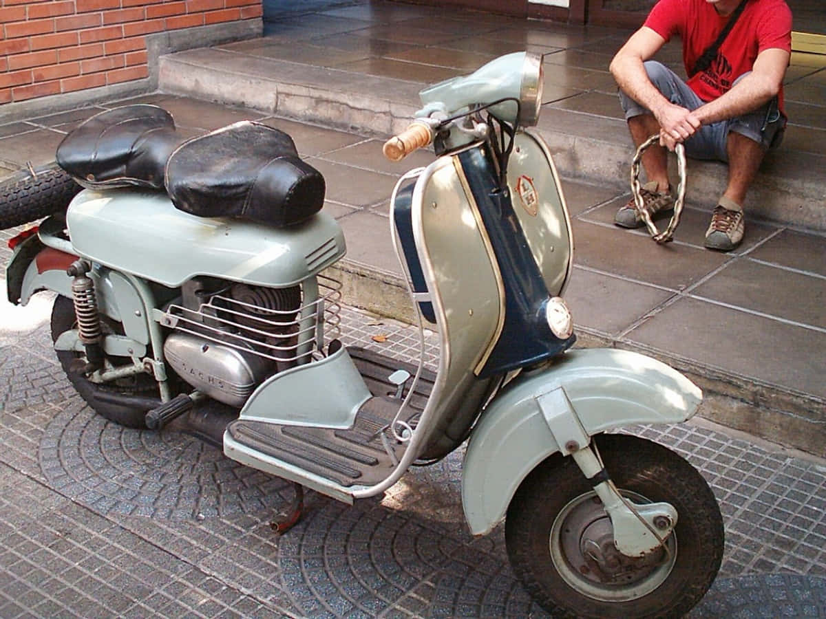 Sachs Motorcycle, light blue, scooter, SD Desktop Wallpaper