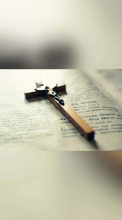 Sacrament, wooden crucifix, dark figure, SD Phone Wallpaper
