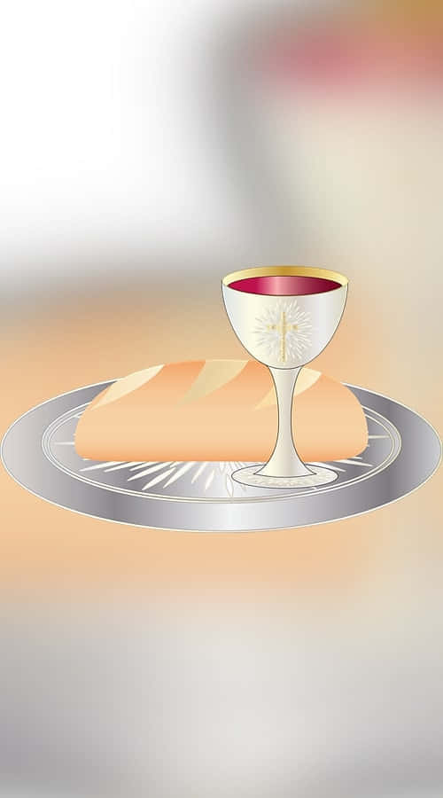 Sacrament, silver chalice, red wine, SD Phone Wallpaper