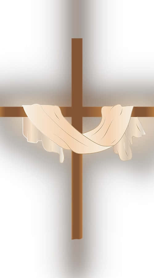 Sacrament, wooden cross, beige cloth, SD Phone Wallpaper