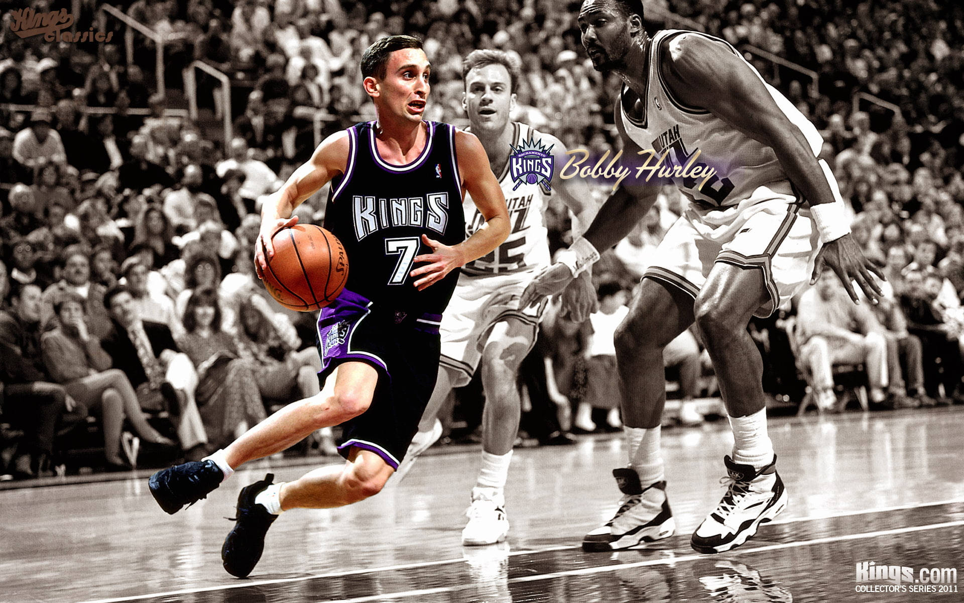 Sacramento Kings, black and purple Kings jersey, dribbles the ball, Full HD Desktop Wallpaper