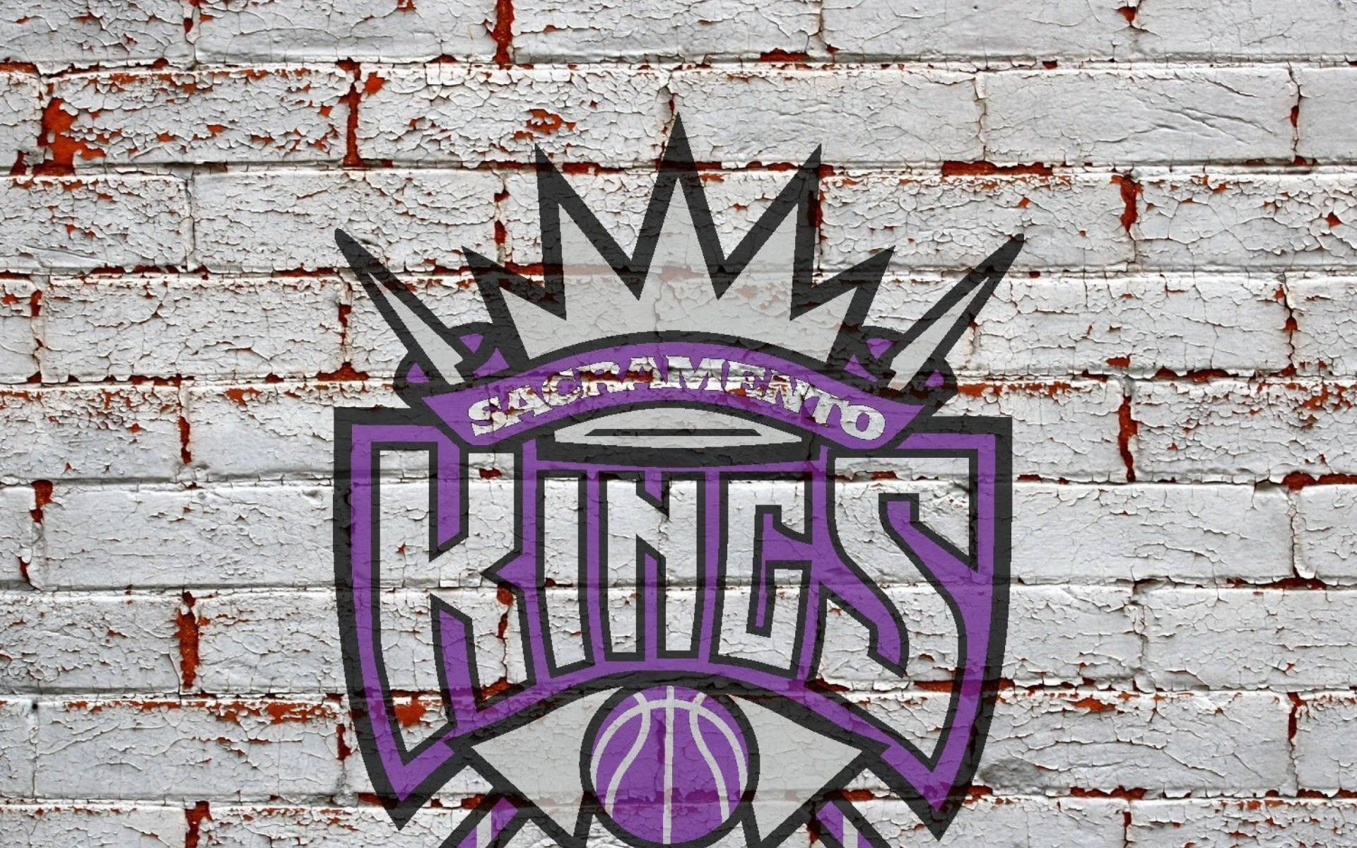 Sacramento Kings, logo, brick wall, Full HD Desktop Wallpaper