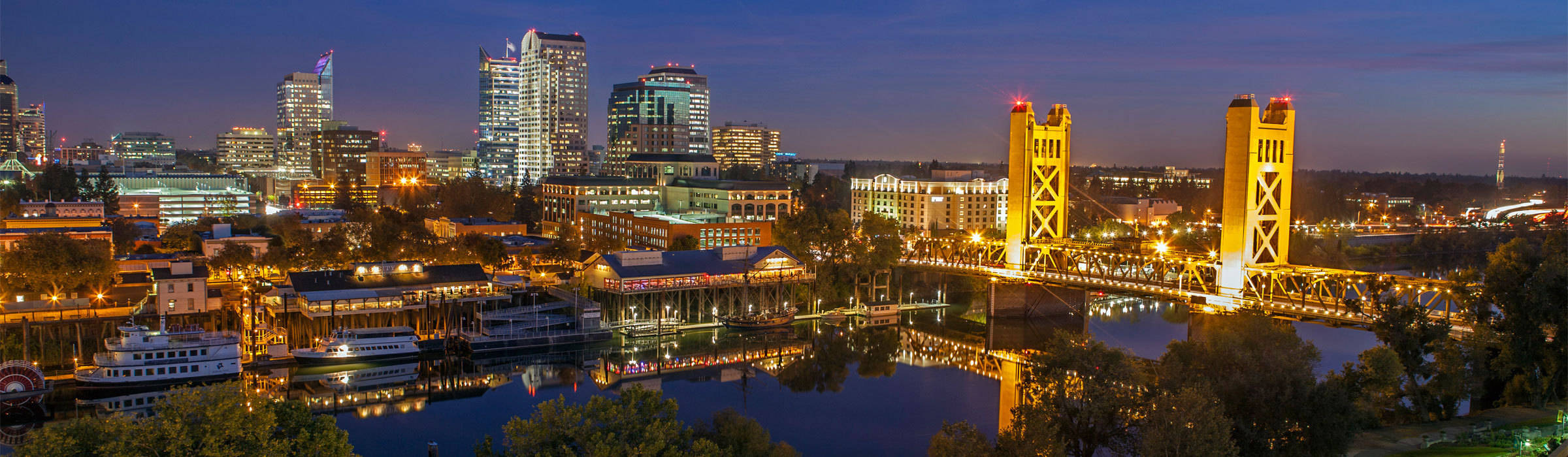 Sacramento, night, skyline, Full HD Desktop Wallpaper