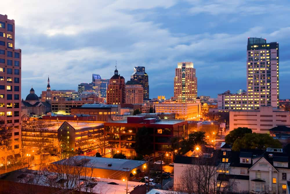 Sacramento, city skyline, dusk, SD Desktop Wallpaper