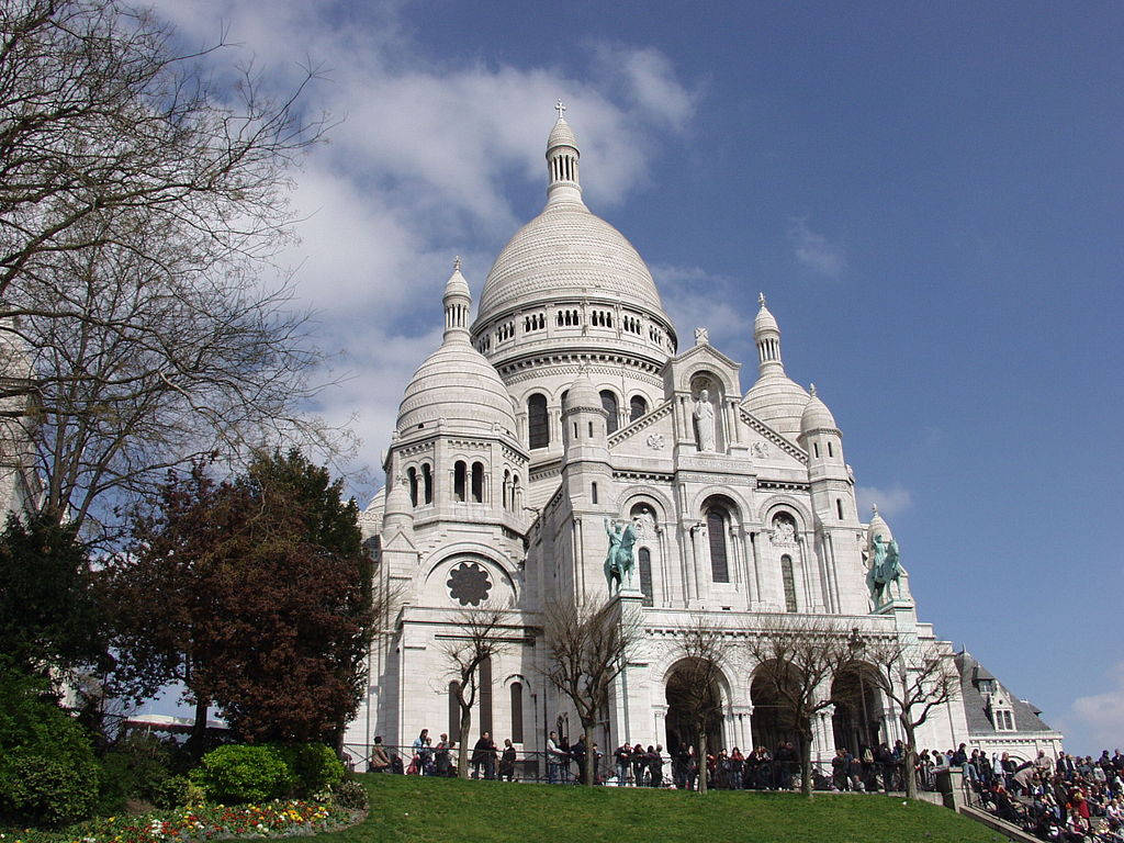 Sacre Coeur, white basilica, domes, SD Desktop Wallpaper
