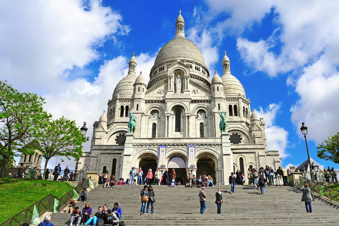 Sacre Coeur, white basilica, domes, SD Desktop Wallpaper