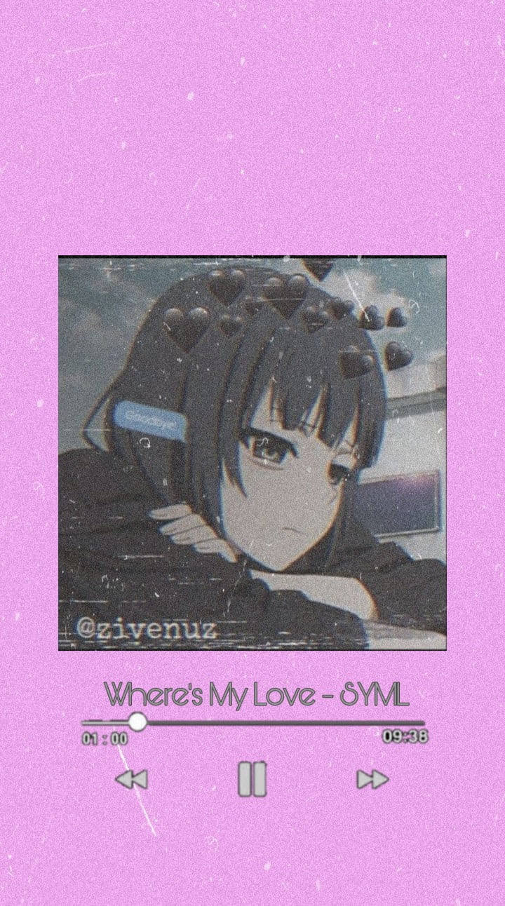 Grainy Pink Sad Aesthetic Anime Girl, music player interface, textured pink background, HD Phone Wallpaper