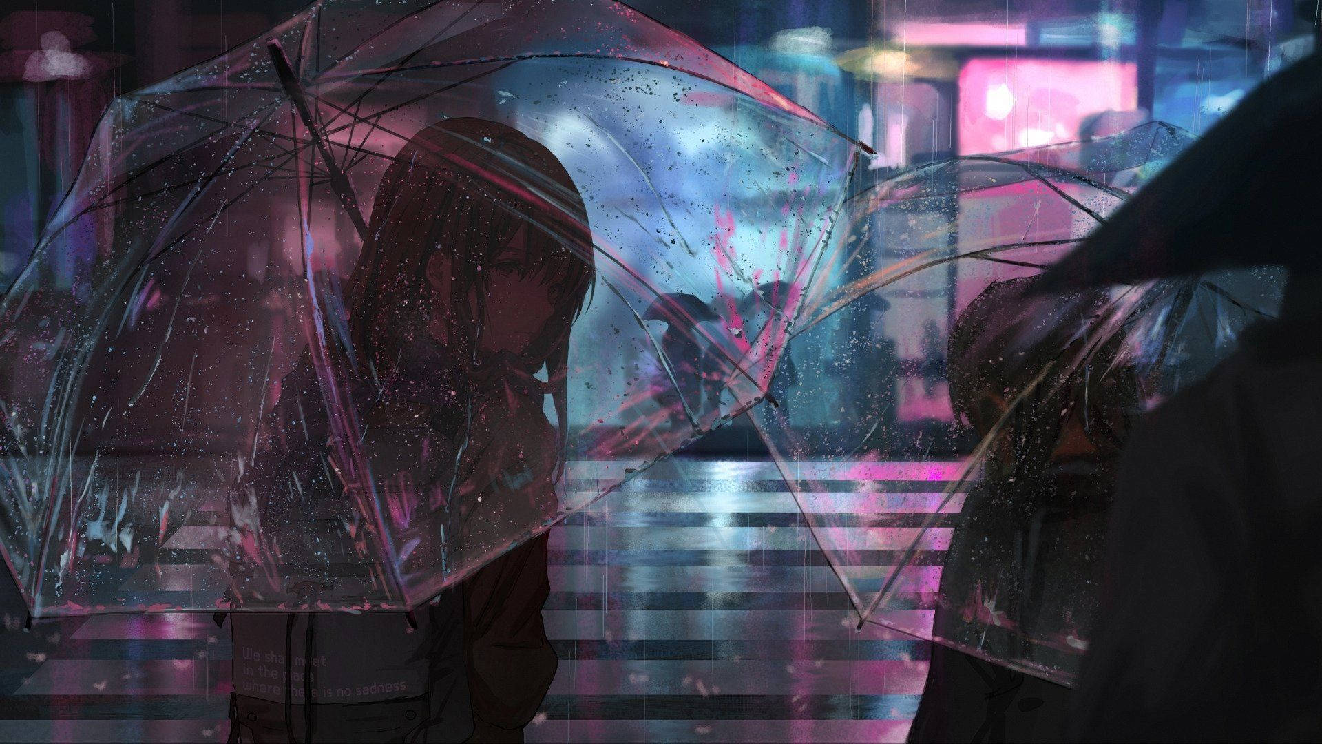 Sad Aesthetic Desktop, anime girl, dark hair, Full HD Desktop Wallpaper