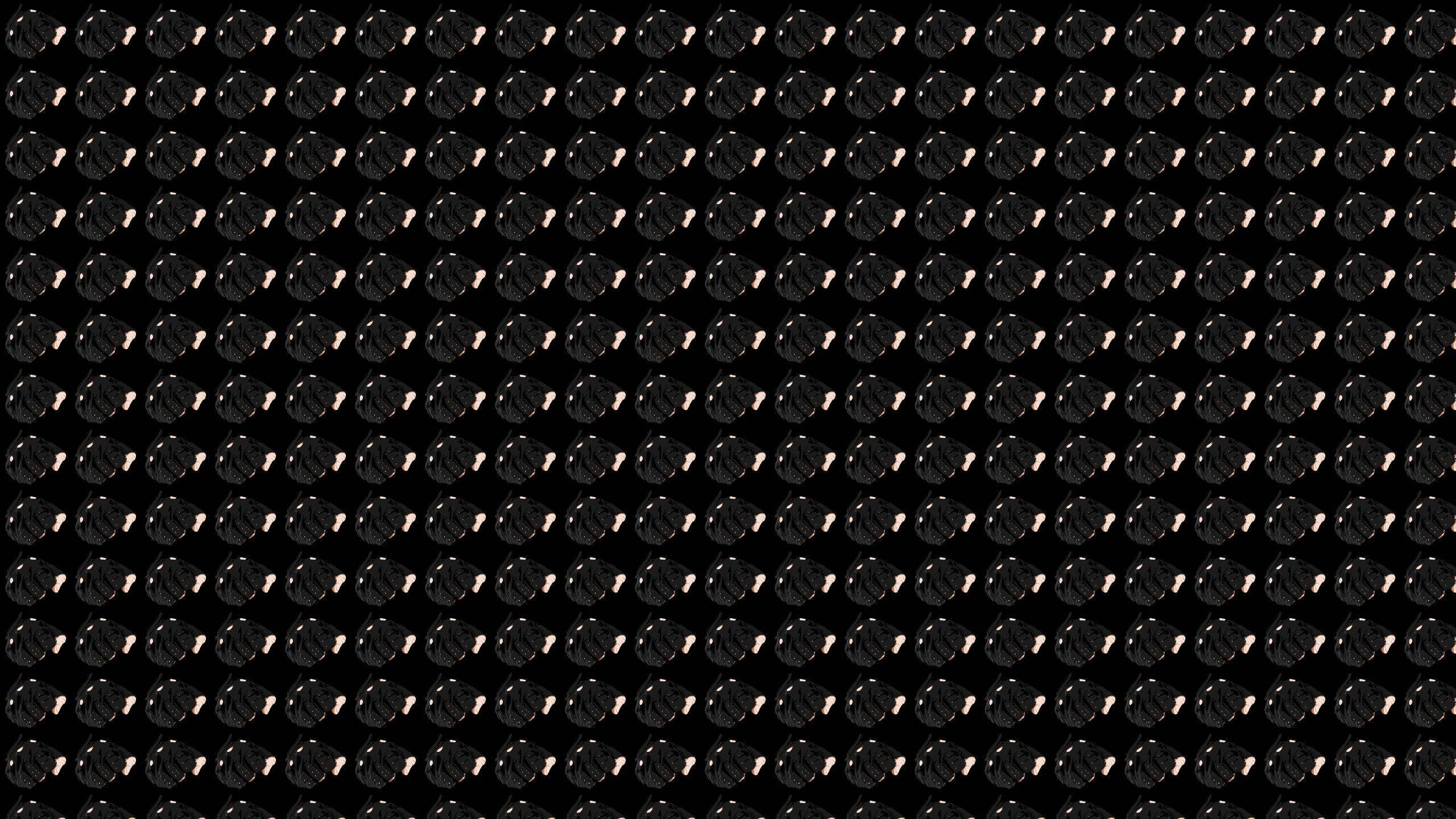 sad aesthetic desktop, black spherical objects, white highlights, 2K Desktop Wallpaper