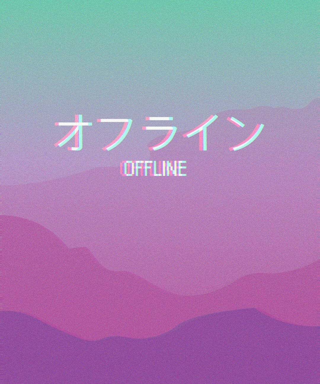 Sad Aesthetic Desktop, gradient purple and teal, glitchy Japanese and English text, HD Phone Wallpaper