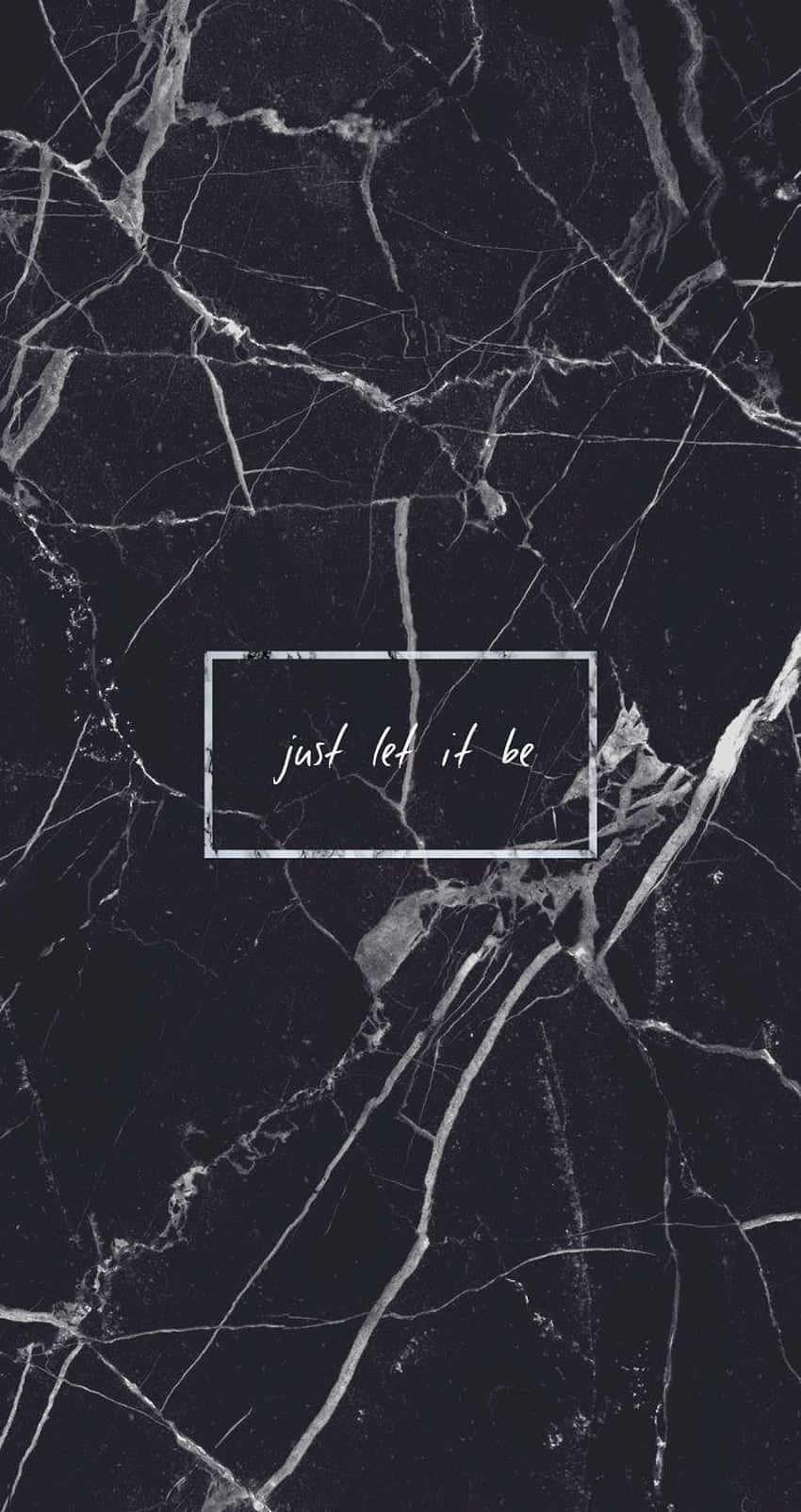 Dark marble, white veins, centered text box, HD Phone Wallpaper