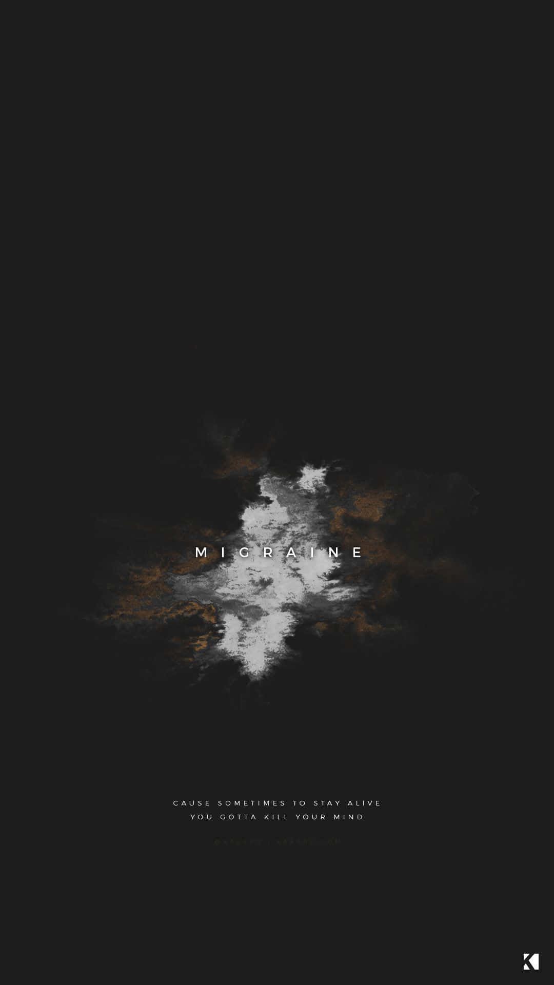 migraine, poetic quote, white and orange smoky shape, Full HD Phone Wallpaper