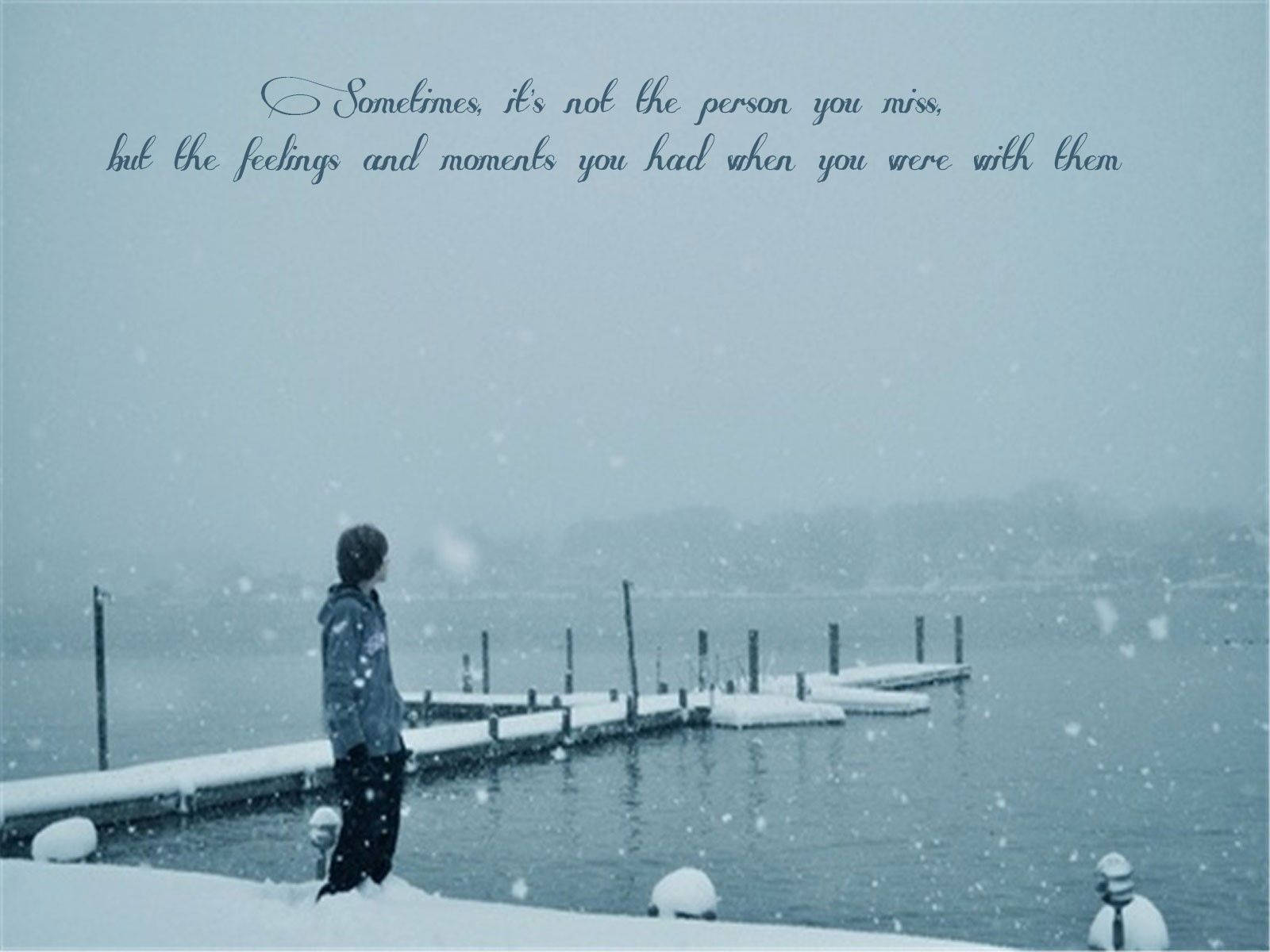 snow-covered dock, snowy lake, falling snow, HD Desktop Wallpaper