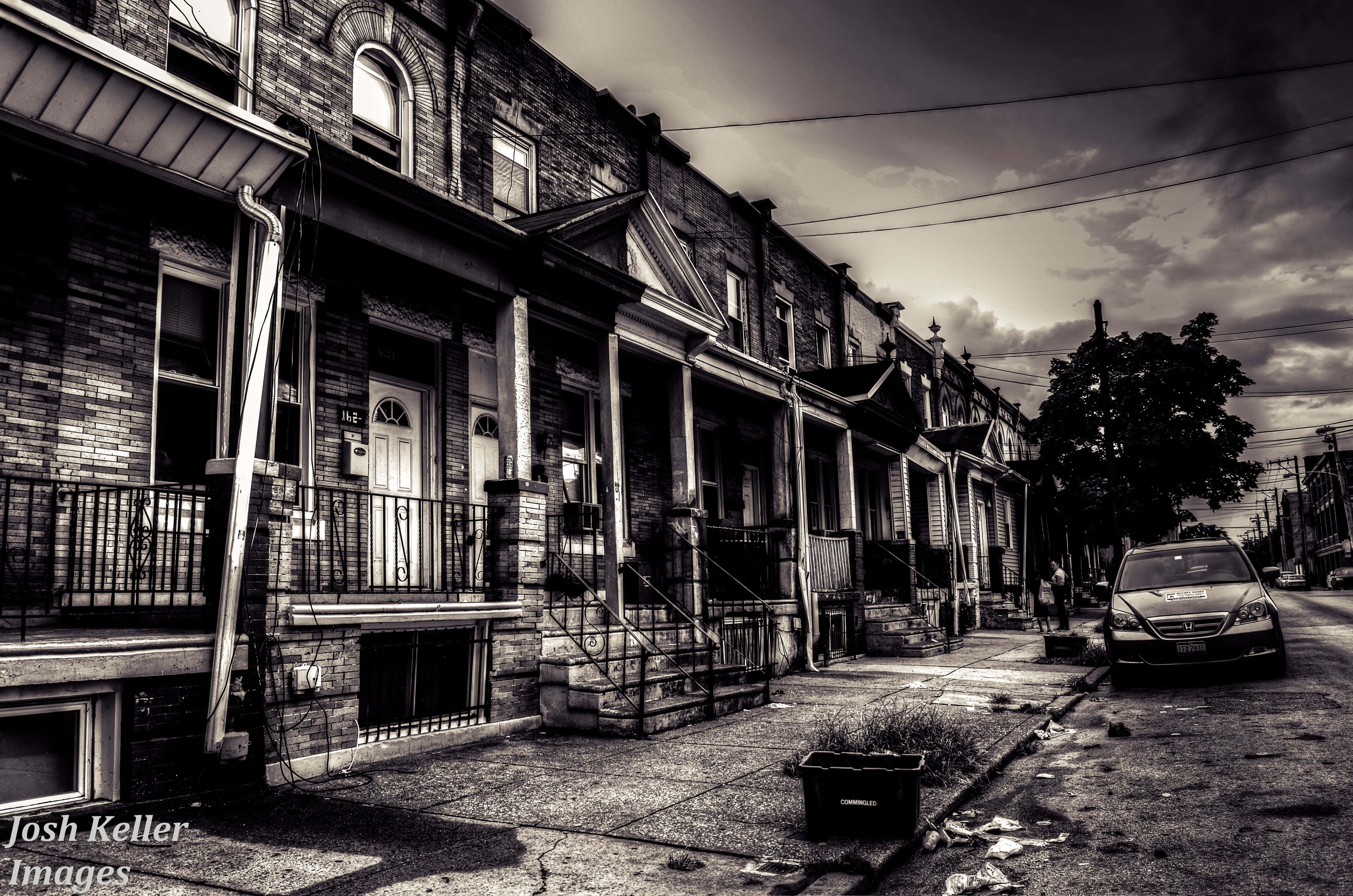 Ghetto Hood Black White Photography, 4K Desktop Wallpaper