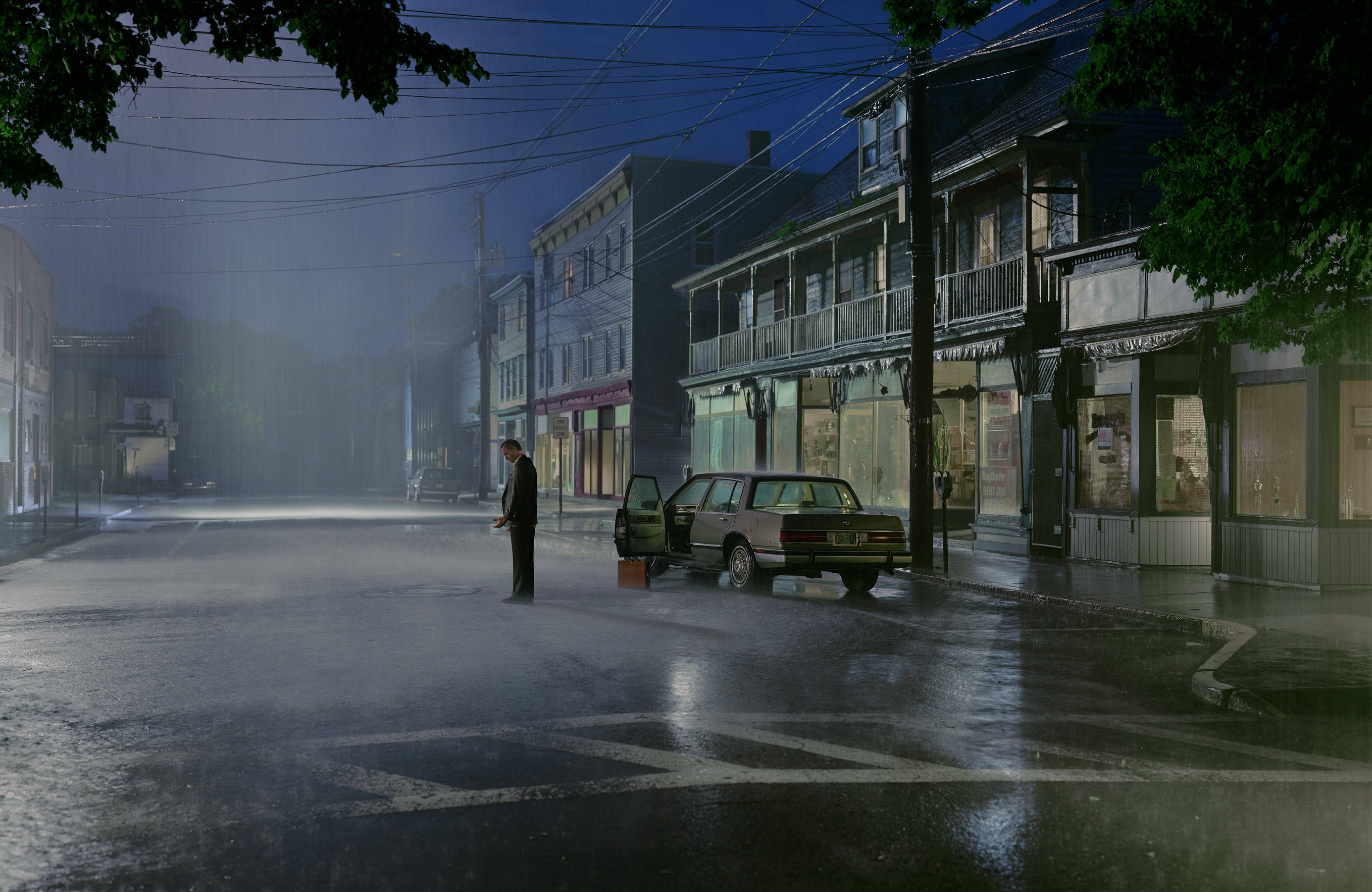 Sad Aesthetic Rainy Lonely City, 2K Desktop Wallpaper