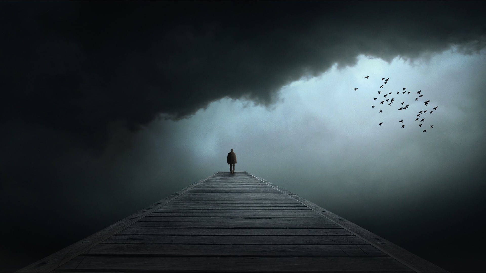 Sad Aesthetic Alone Man In Dark, Full HD Desktop Wallpaper