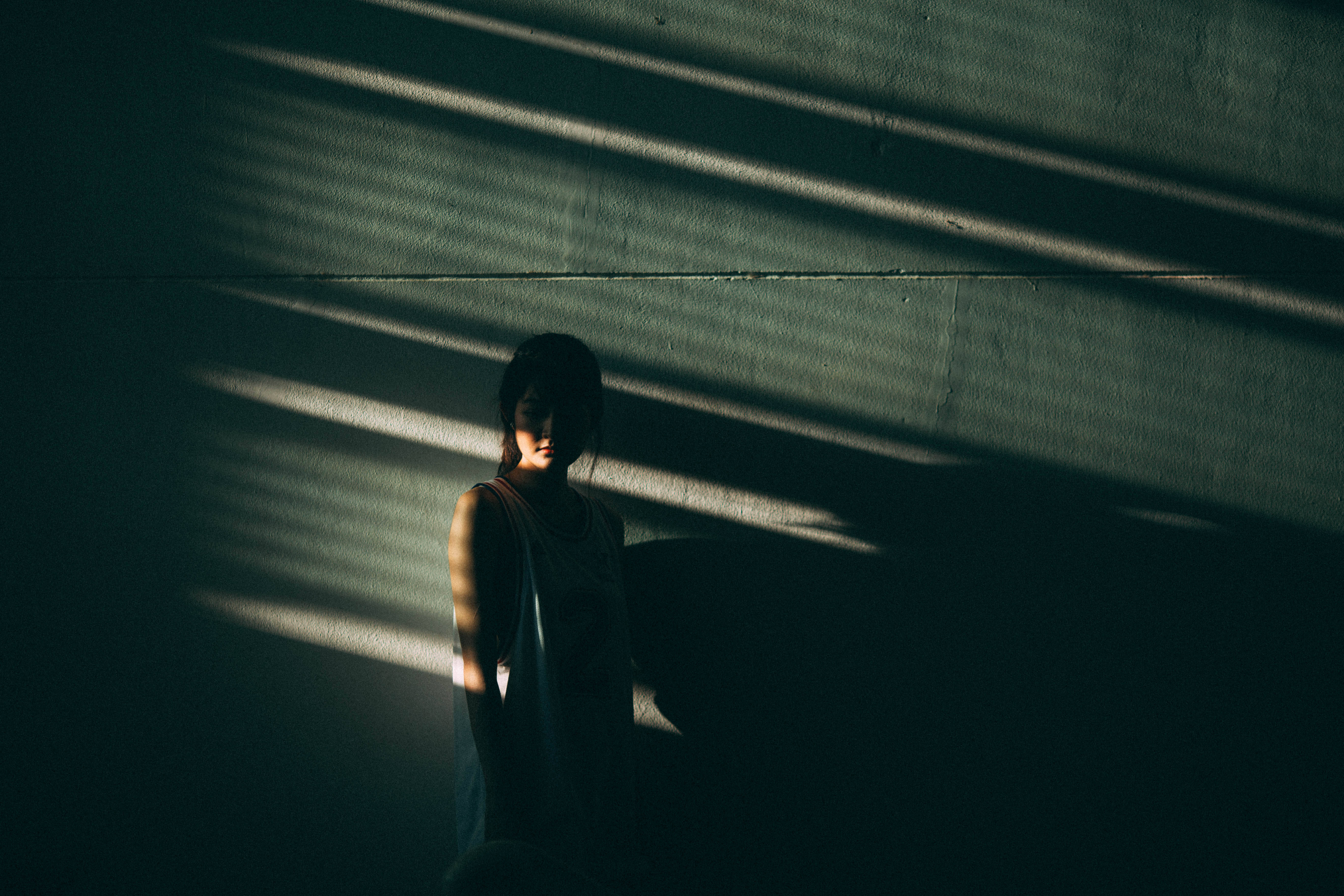 striped sunlight, textured wall, dimly lit room, 5K Desktop Wallpaper