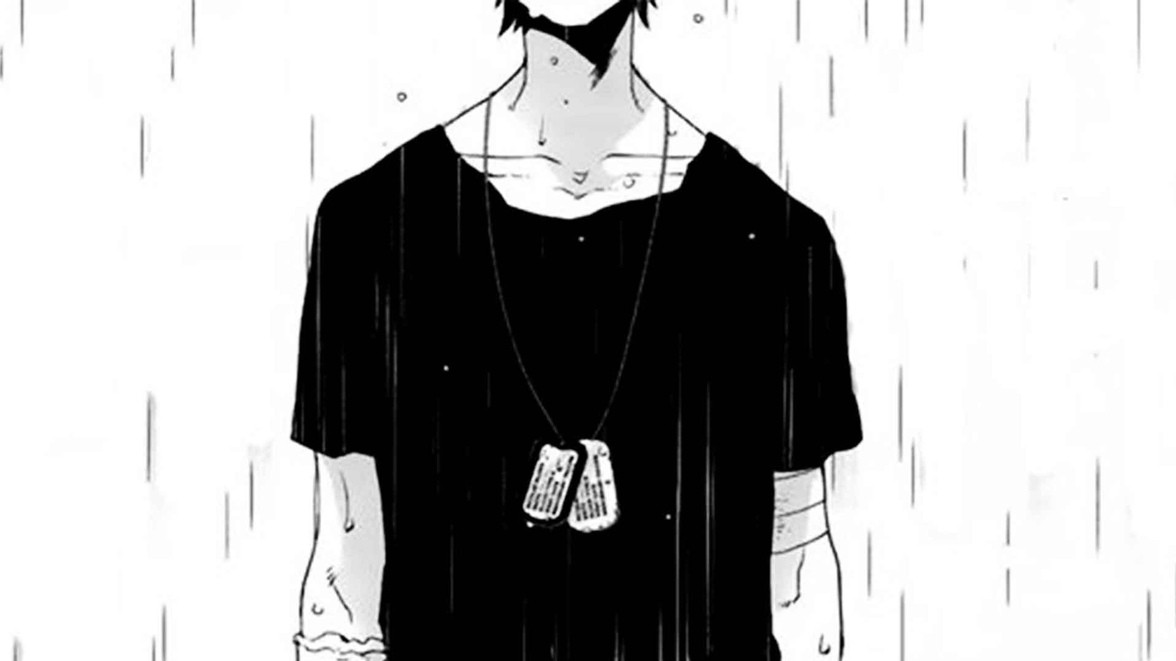 Sad Anime 4K, man, dog tags, 4K Desktop Wallpaper