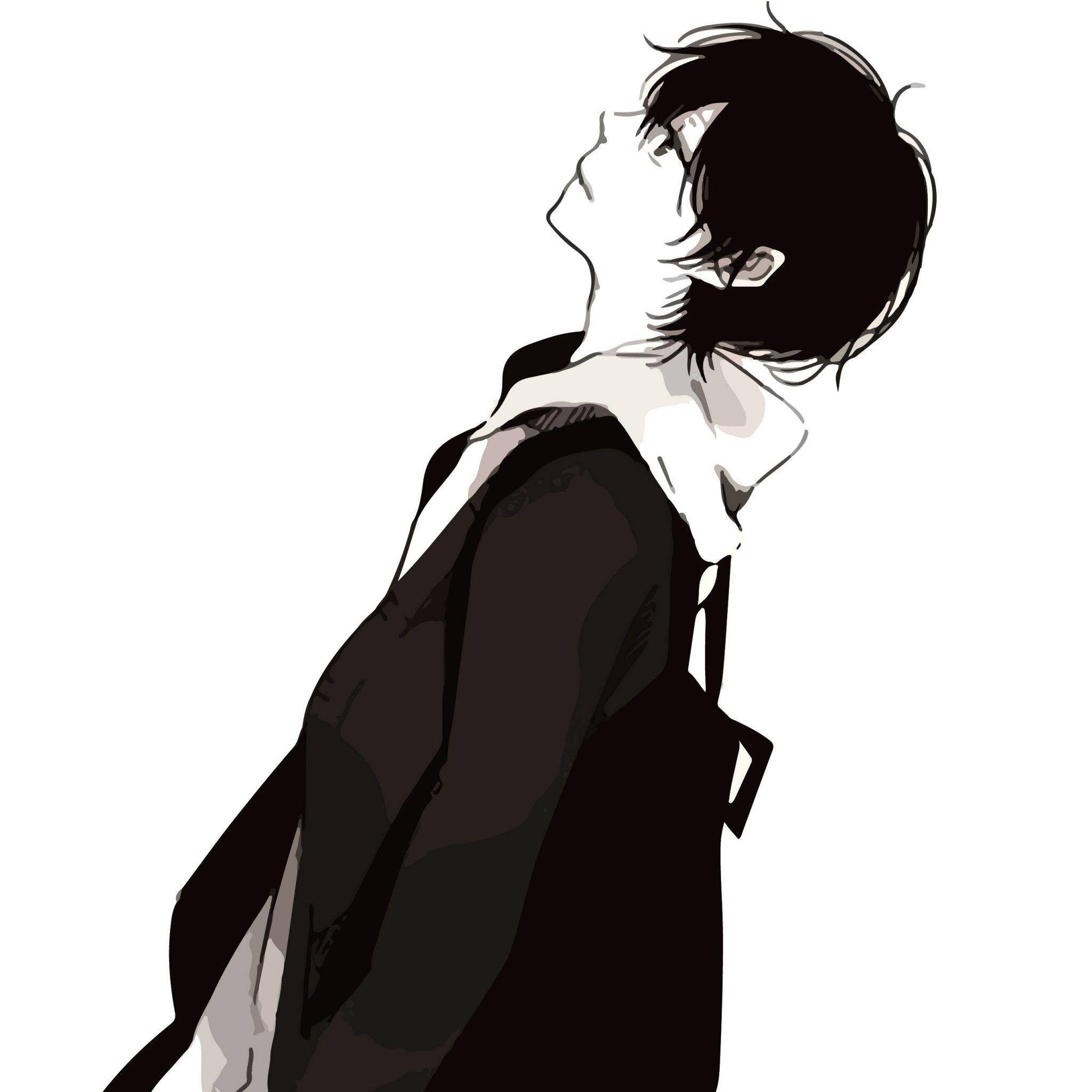 sad boy anime drawing, monochrome, anime-style illustration, Full HD Desktop Wallpaper