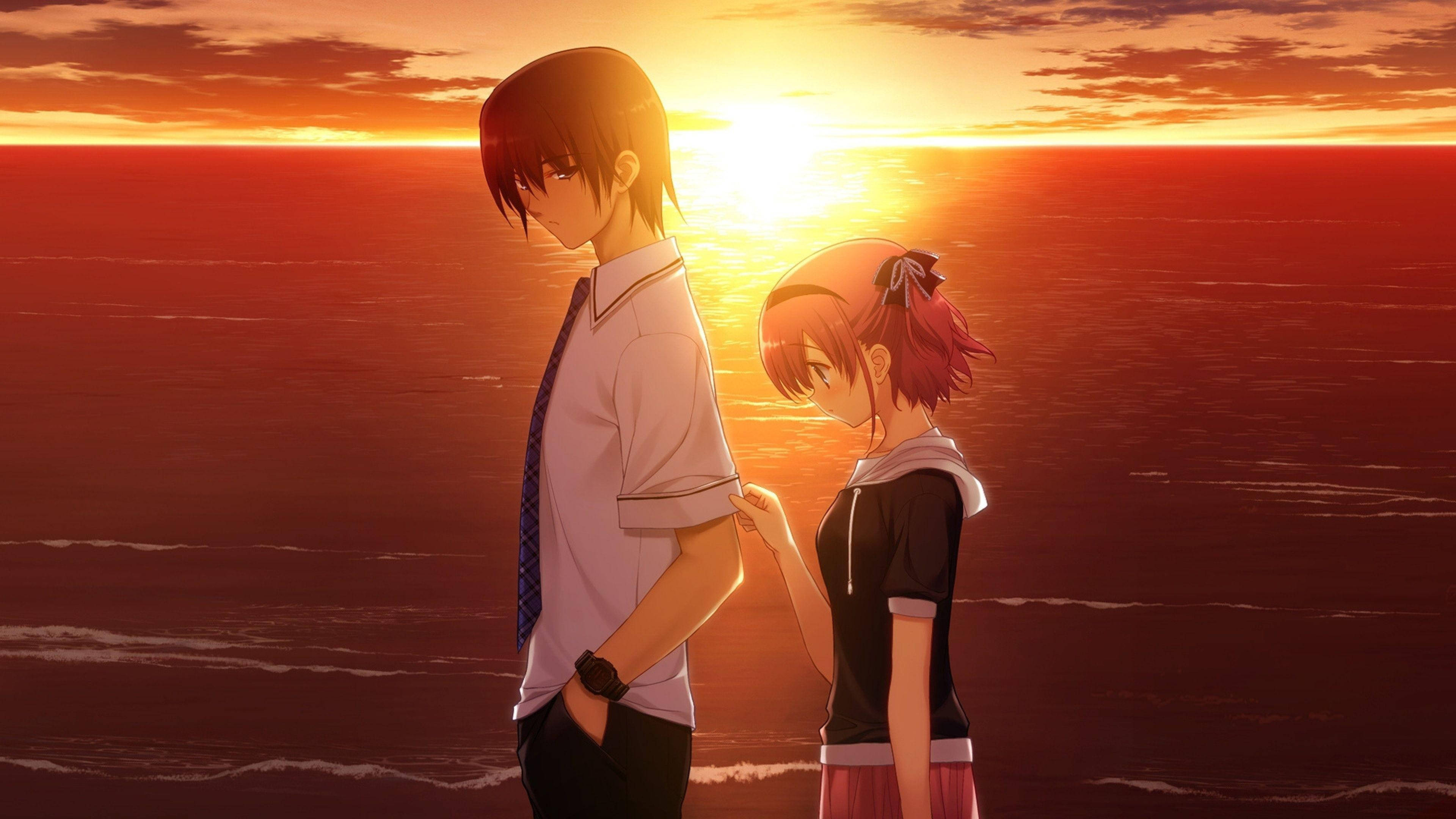 Sad Anime Boy In Sunset, 4K Desktop Wallpaper