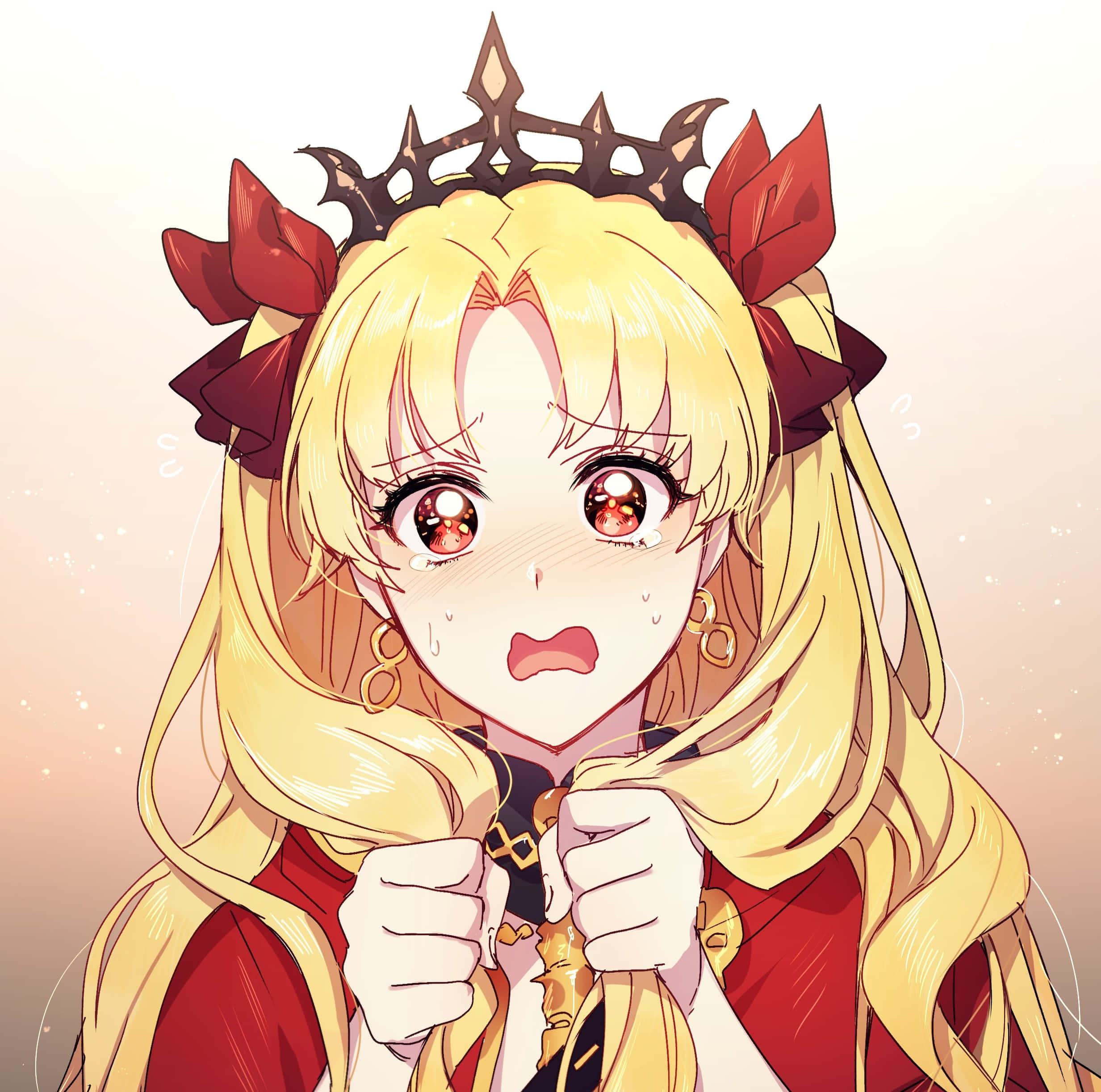 anime princess, blonde hair, red eyes, Full HD Desktop Wallpaper