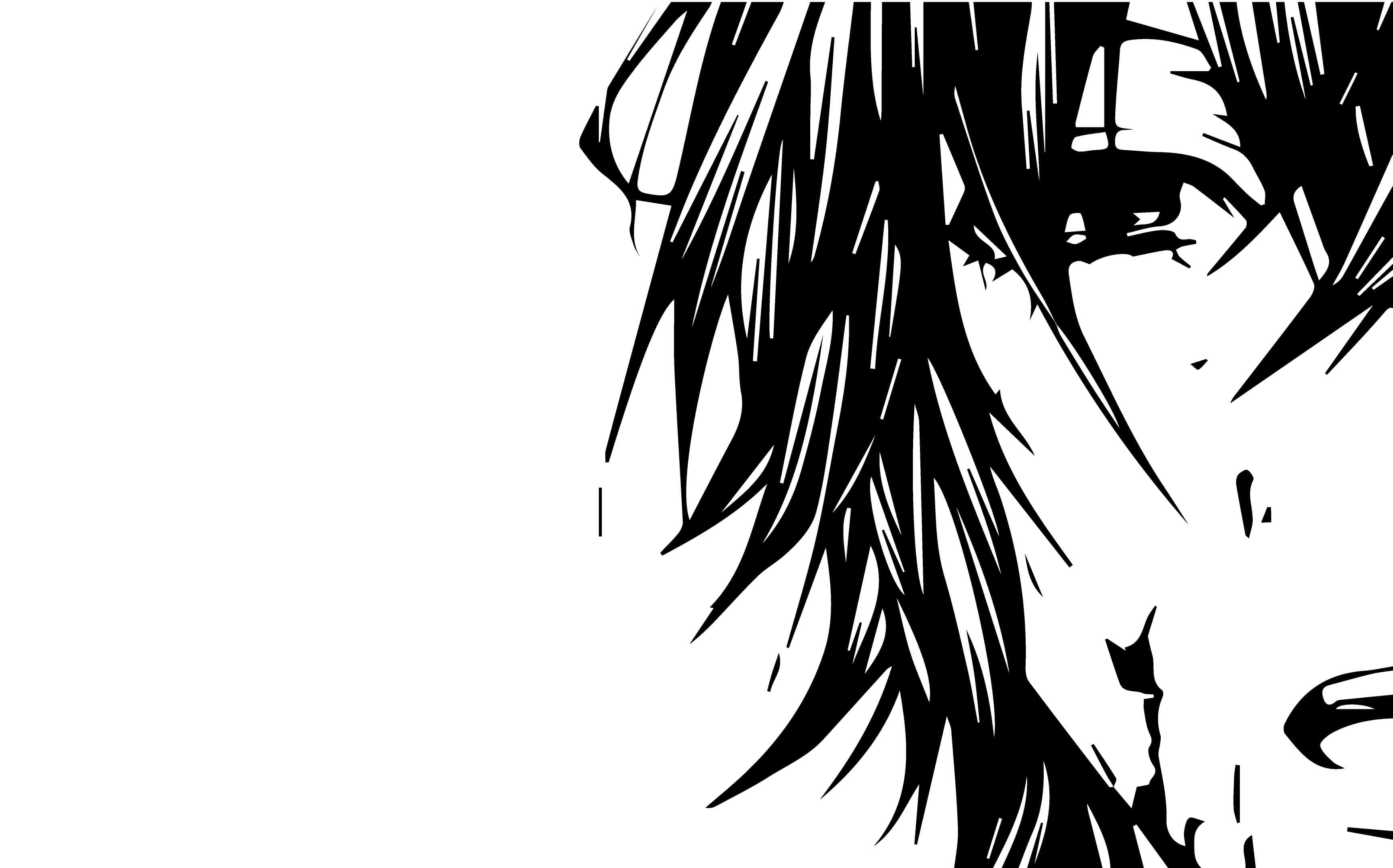 monochrome, anime, sadness, 2K Desktop Wallpaper