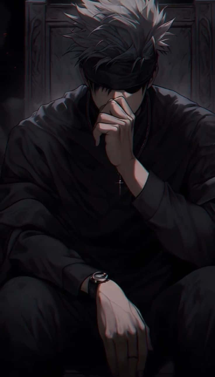 spiky-haired anime character, dark clothing, shadowed room, HD Phone Wallpaper
