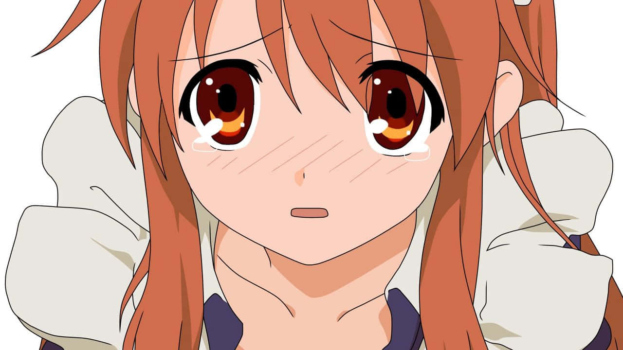 anime girl, orange hair, wide brown eyes, HD Desktop Wallpaper