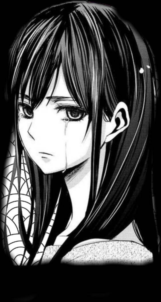 sad anime girl, black and white, tear, SD Phone Wallpaper