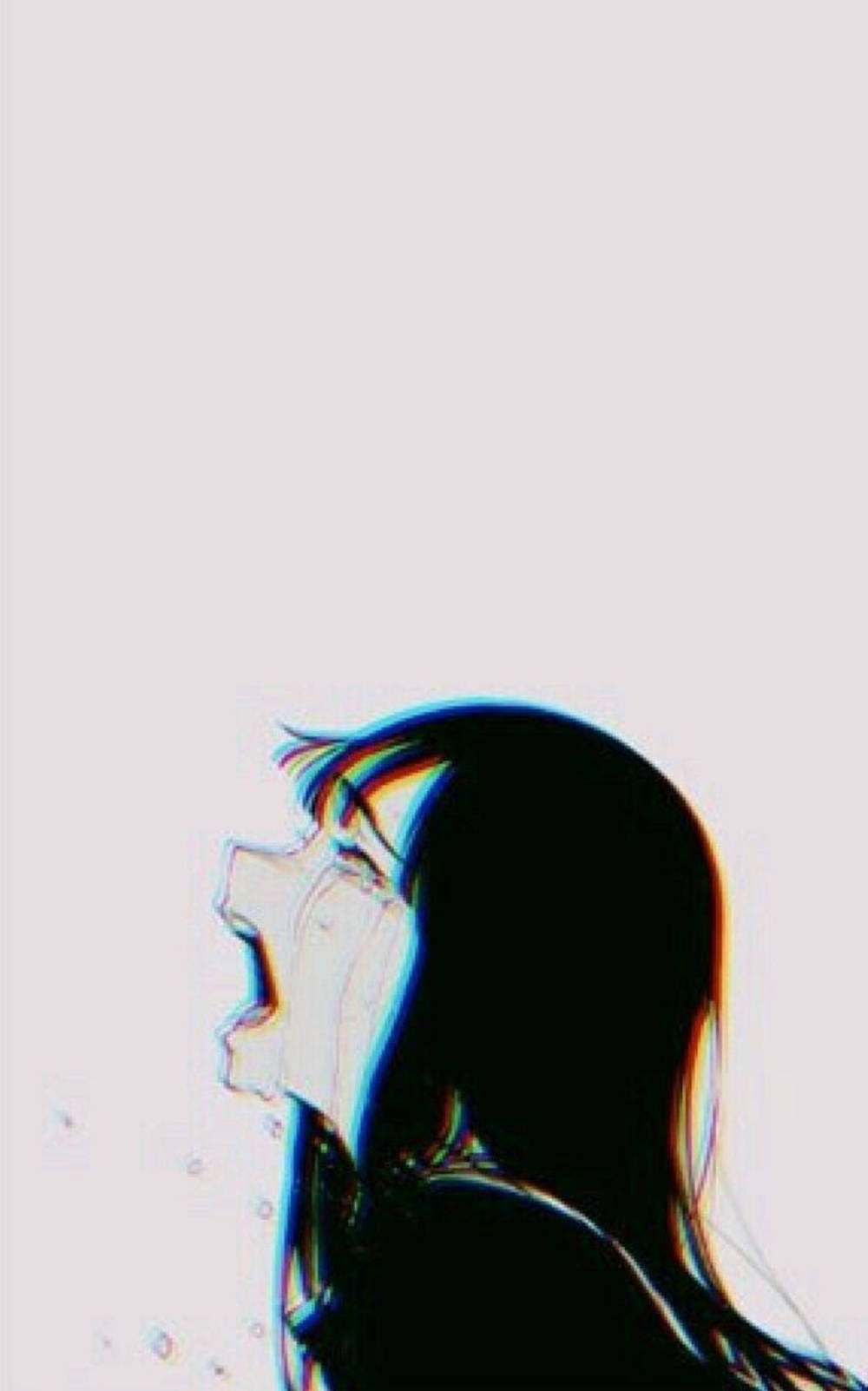 Screaming Depressed Anime Girl, long black hair, screaming in profile, HD Phone Wallpaper