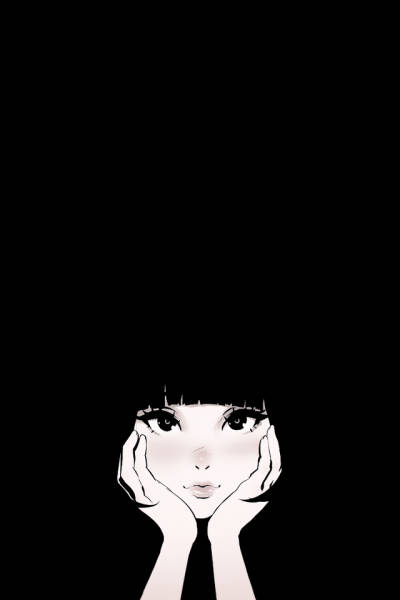 minimalist aesthetic, anime emo girl, bangs, SD Phone Wallpaper