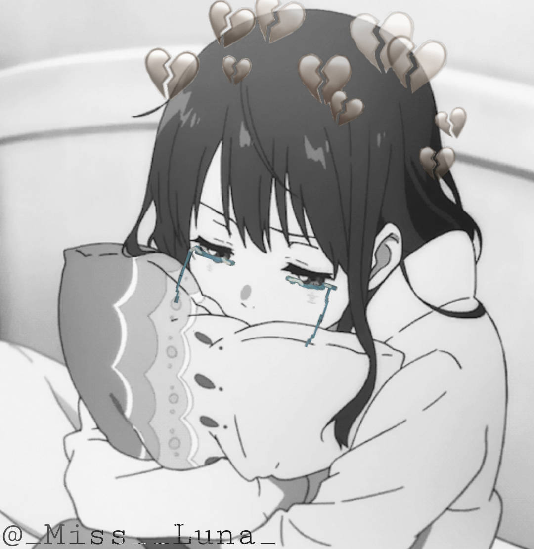 melancholic anime character, rainy night, grayscale, SD Phone Wallpaper