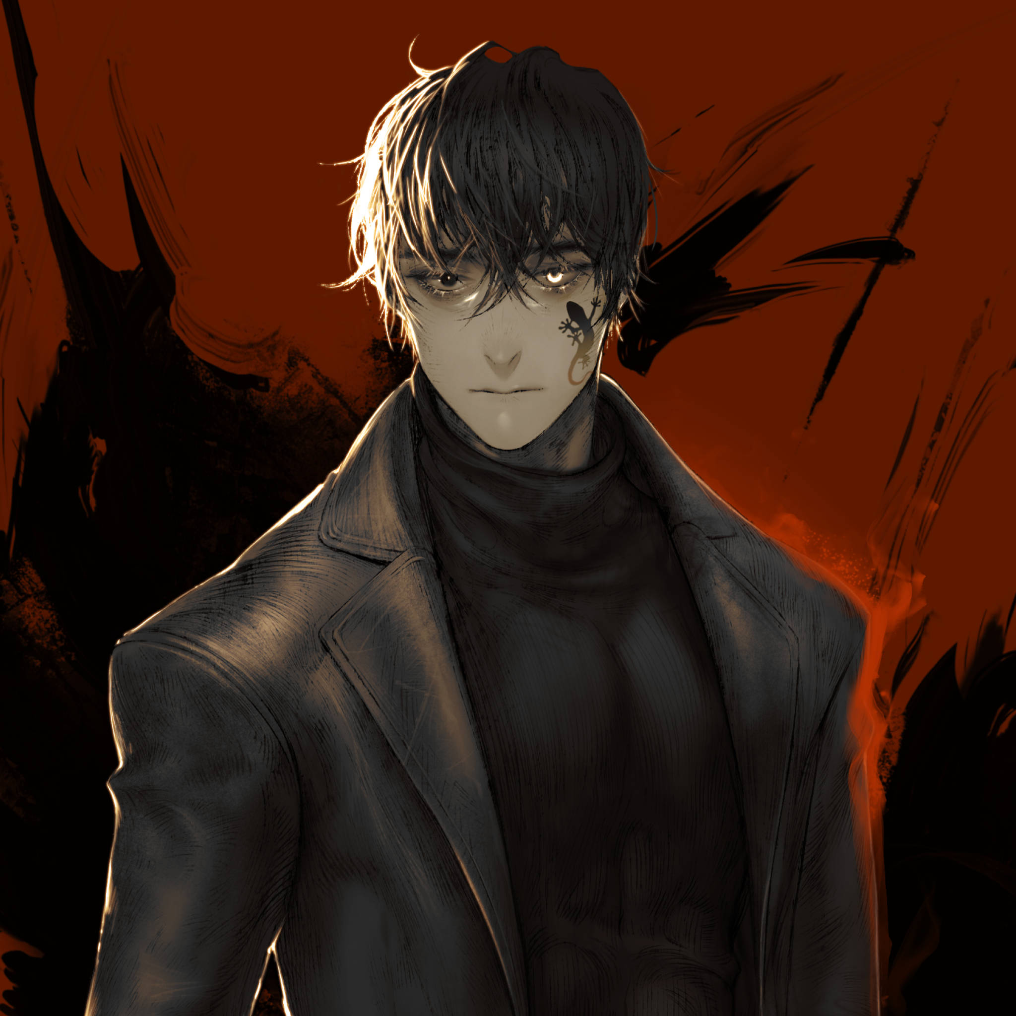 anime man, dark hair, scar, Full HD Desktop Wallpaper