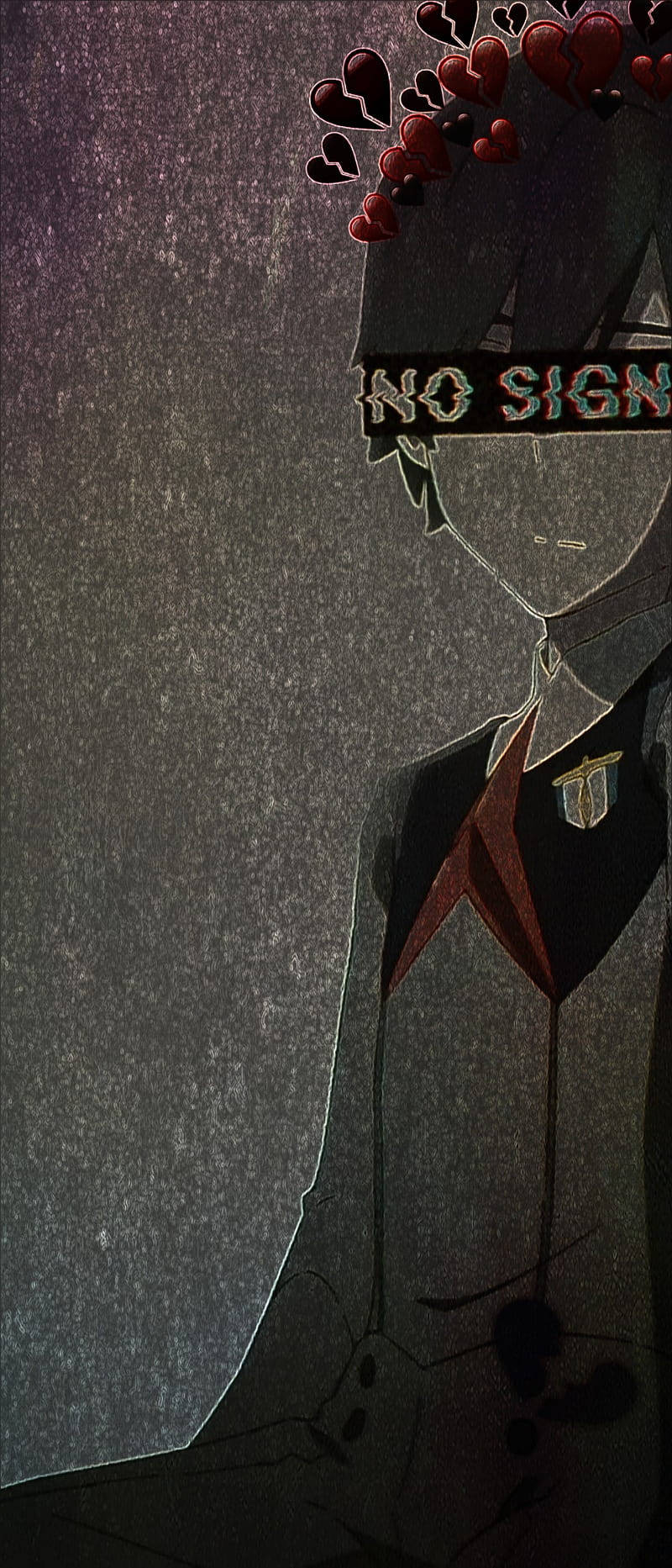 NO SIGN banner, floating red hearts, gritty textured background, HD Phone Wallpaper