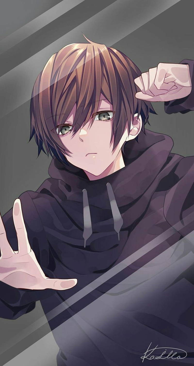 brown hair, green eyes, dark hoodie, HD Phone Wallpaper