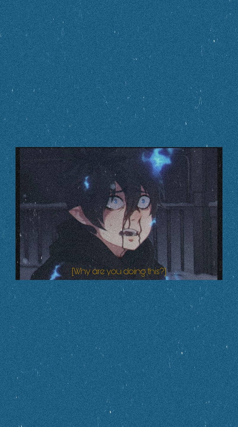 blue background, boy with black hair, wide eyes, HD Phone Wallpaper
