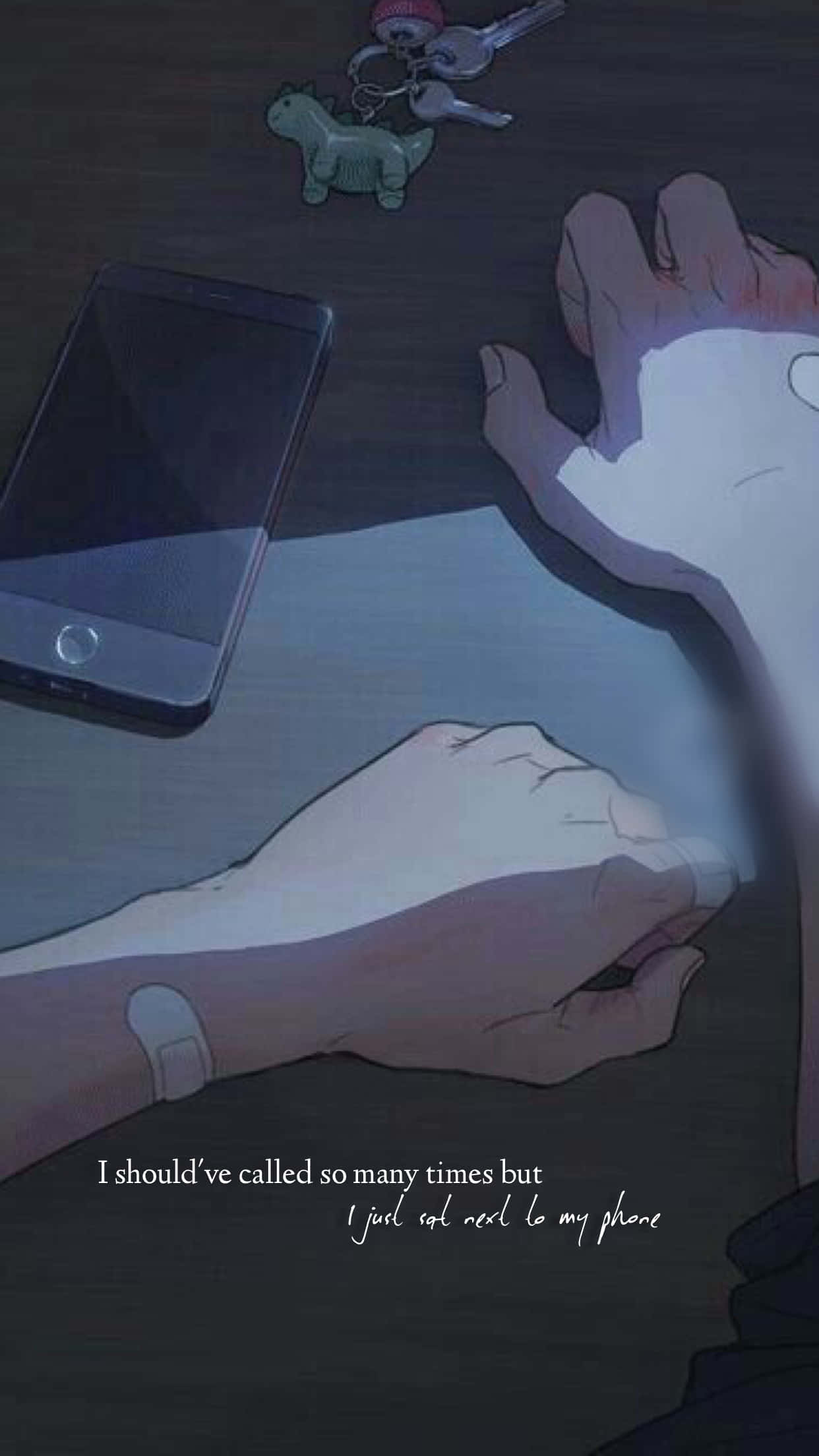 anime scene, hands, phone, Full HD Phone Wallpaper
