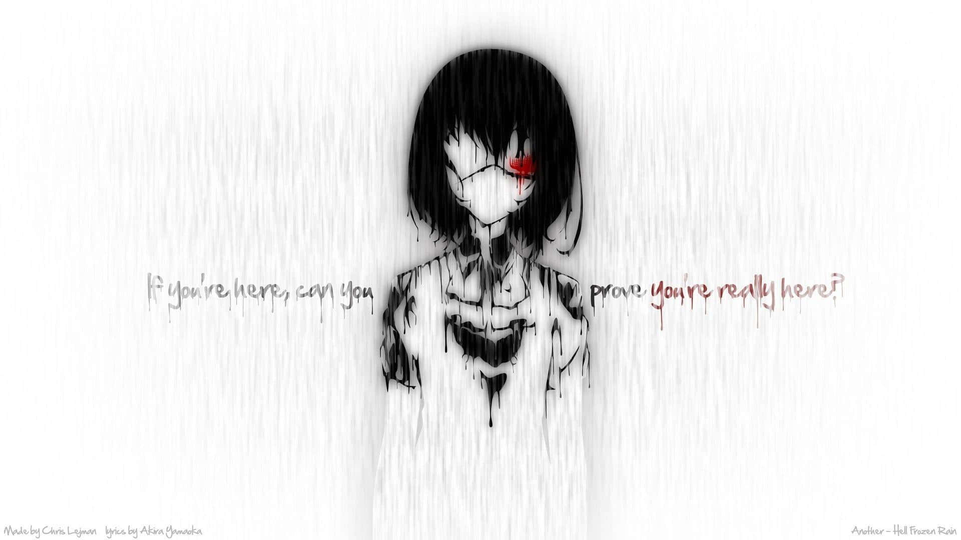 a girl with black hair and a red eye is standing in the rain, Full HD Desktop Wallpaper