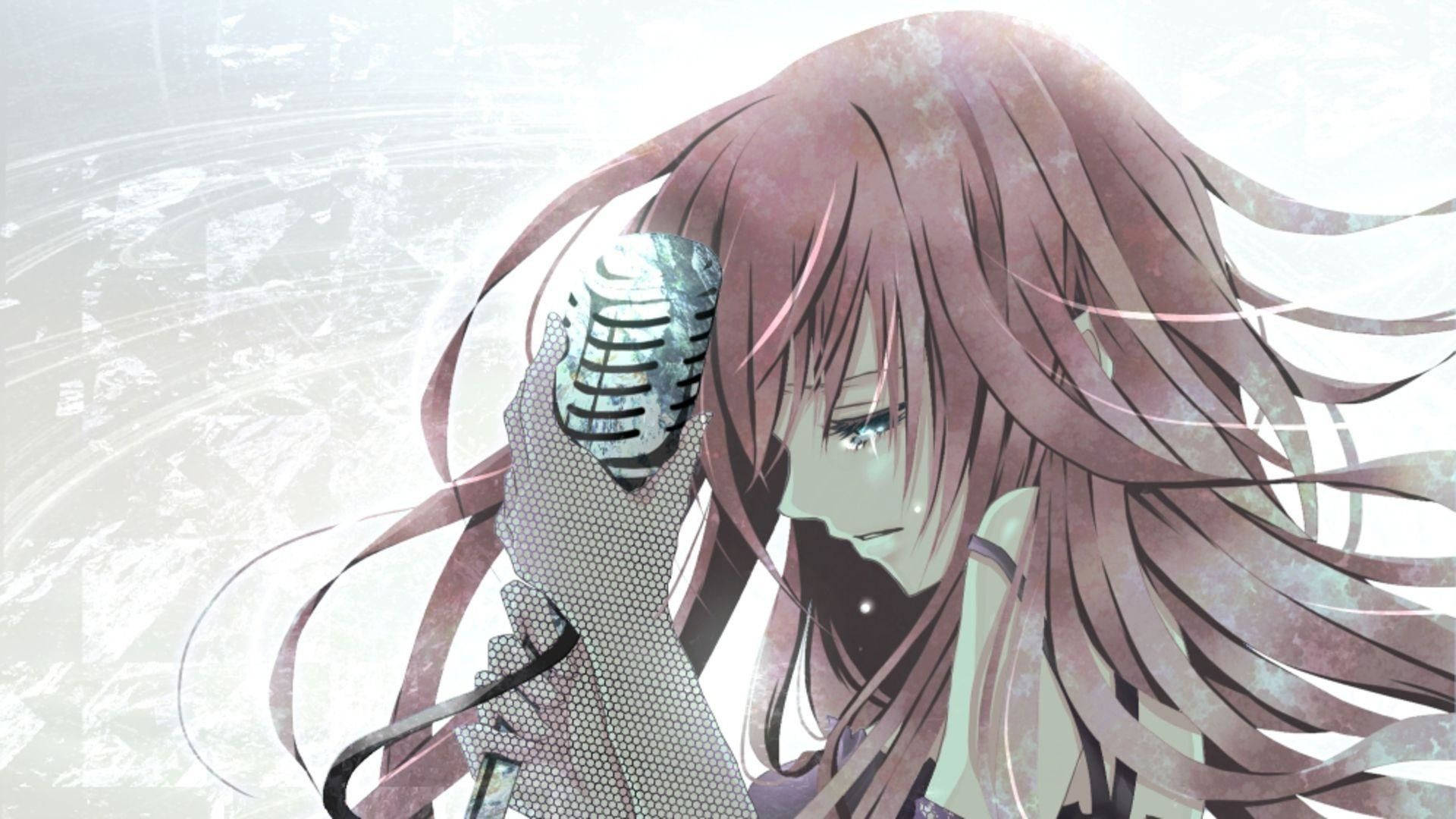 Sad Anime With Microphone Aesthetic, Full HD Desktop Wallpaper