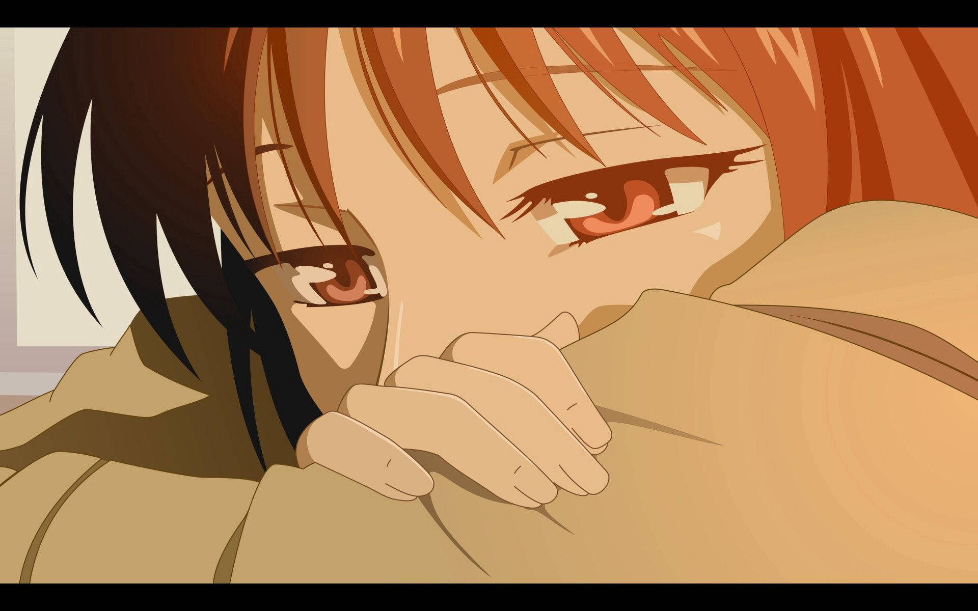 Sad Anime, anime girl, reddish-brown hair, Full HD Desktop Wallpaper
