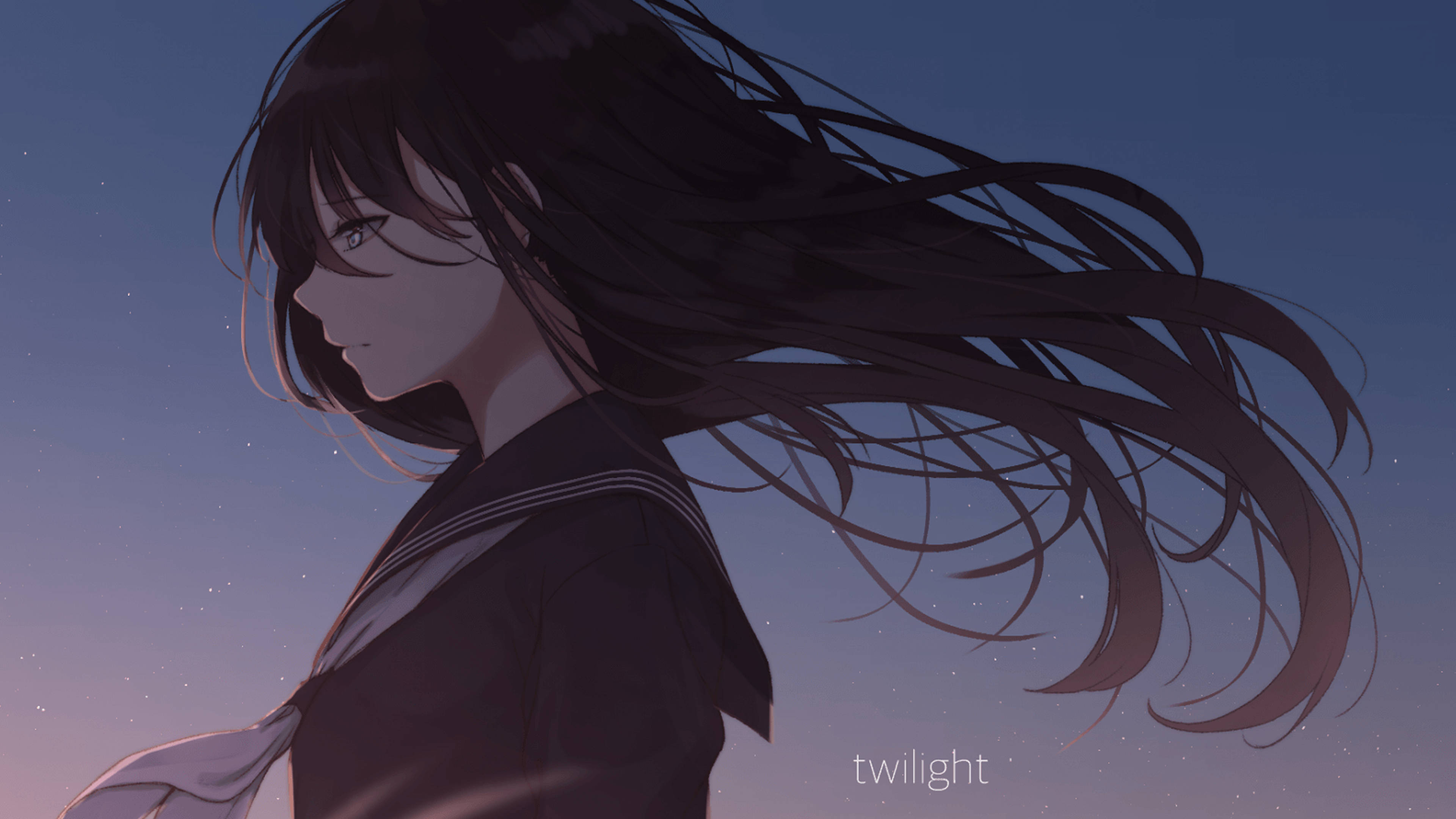 sad anime, 4k, lonely girl, 4K Desktop Wallpaper