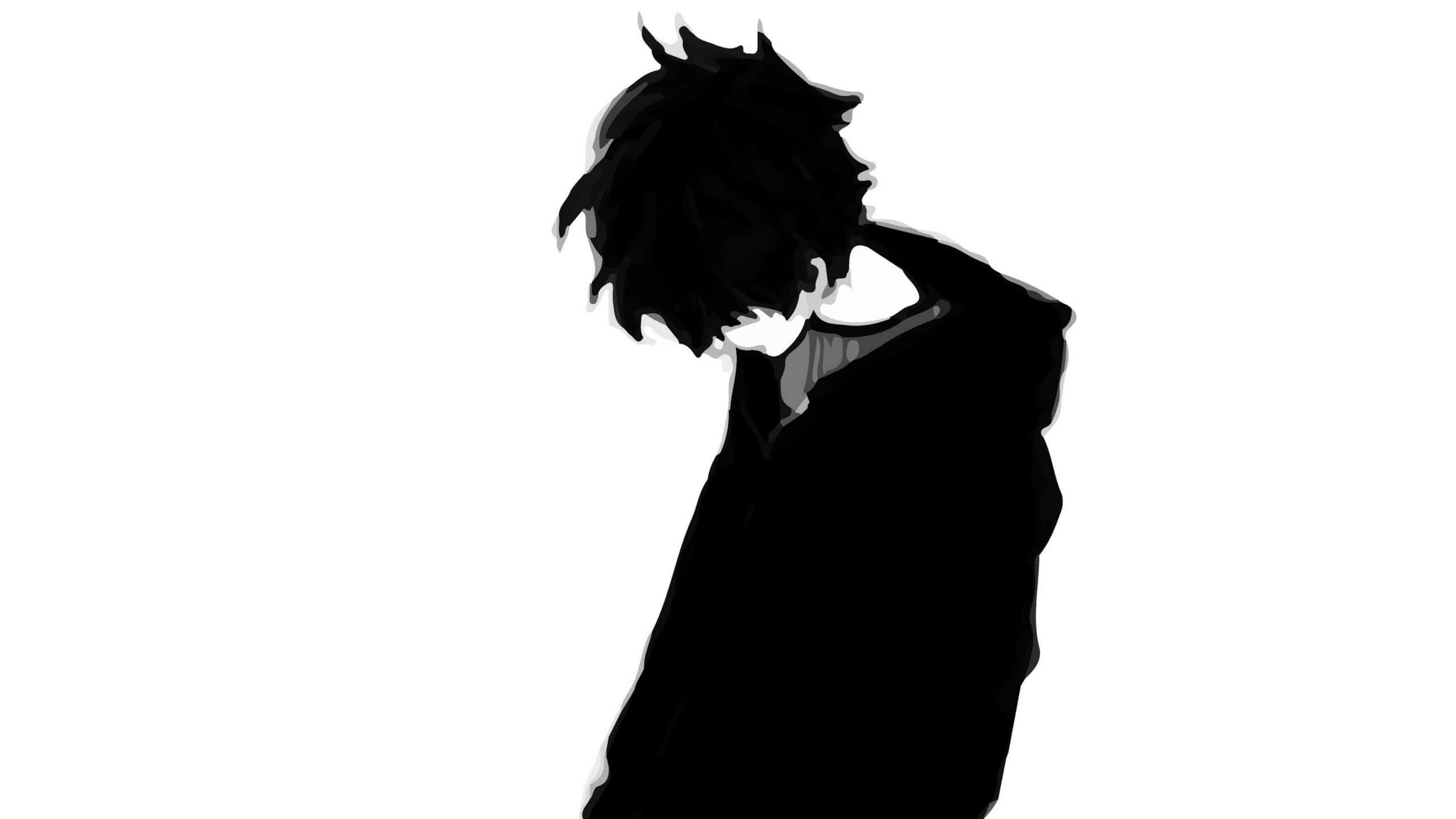 black anime boy, spiky-haired anime character, hoodie, 2K Desktop Wallpaper