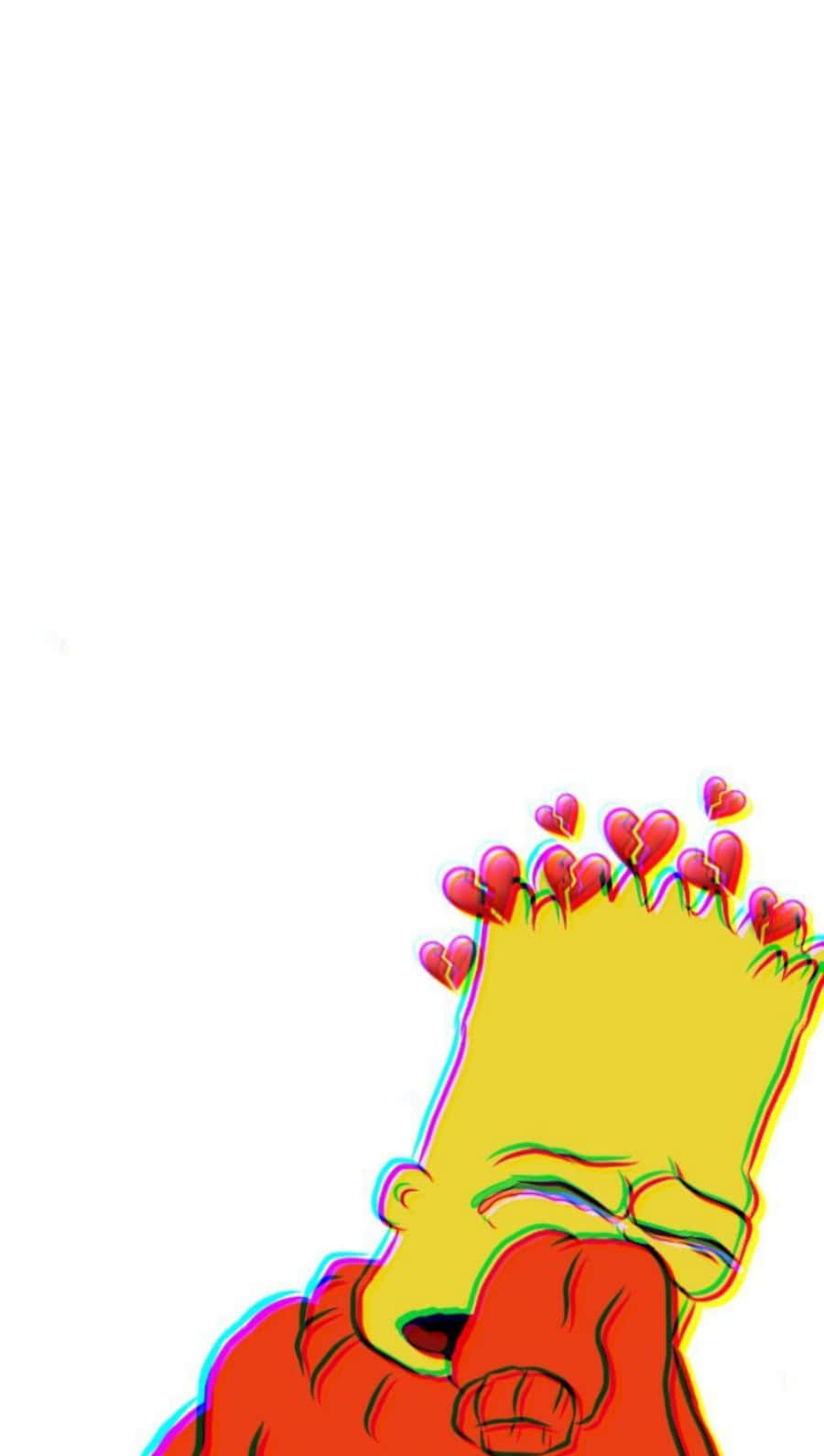 Bart Simpson, broken heart icons, stark white background, HD Phone Wallpaper