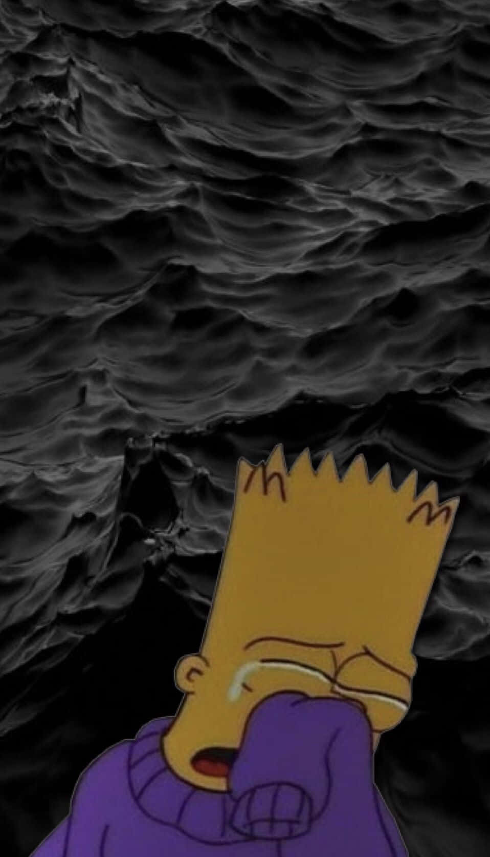 Sad Bart Simpson Phone, Bart Simpson, black wave, HD Phone Wallpaper