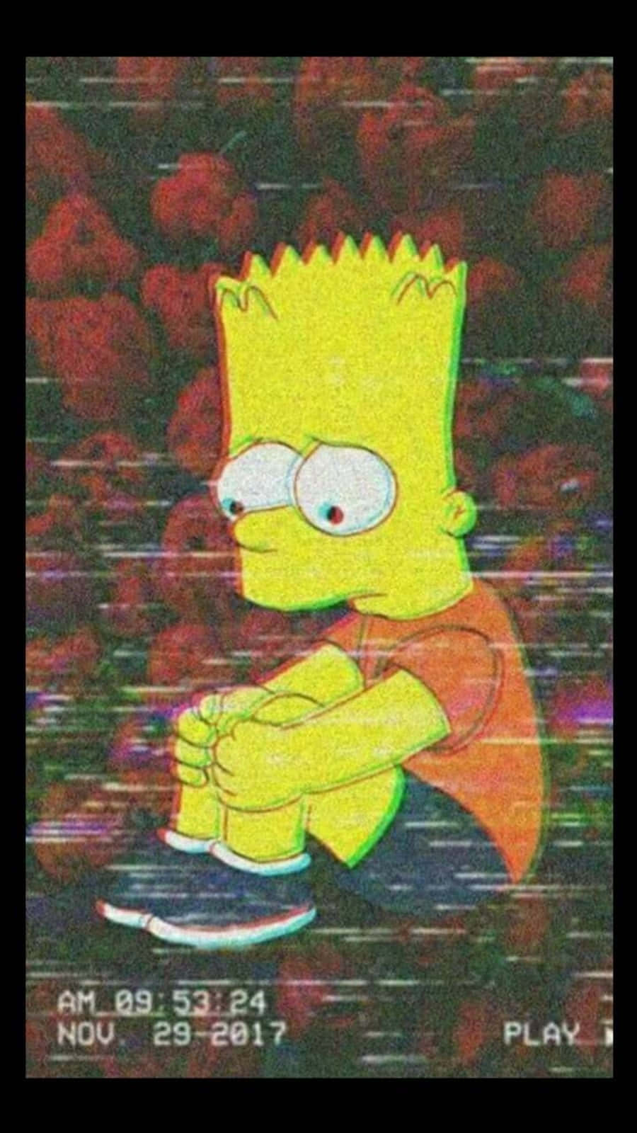 Bart Simpson, glitchy red background, digital distortion, HD Phone Wallpaper