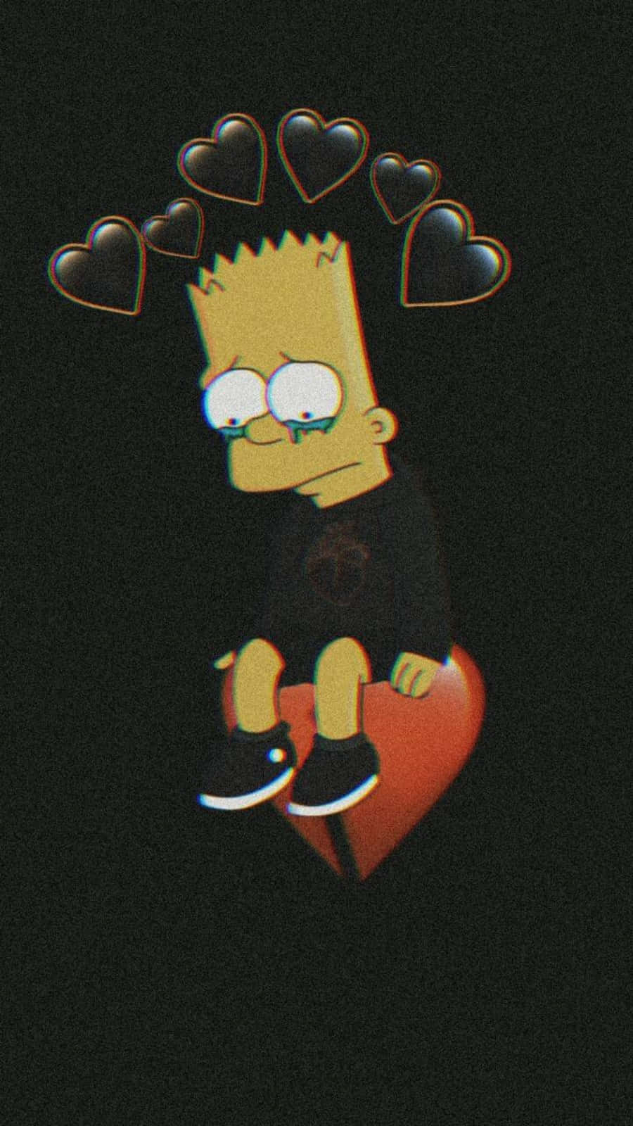 Bart Simpson, red heart, black hearts, HD Phone Wallpaper