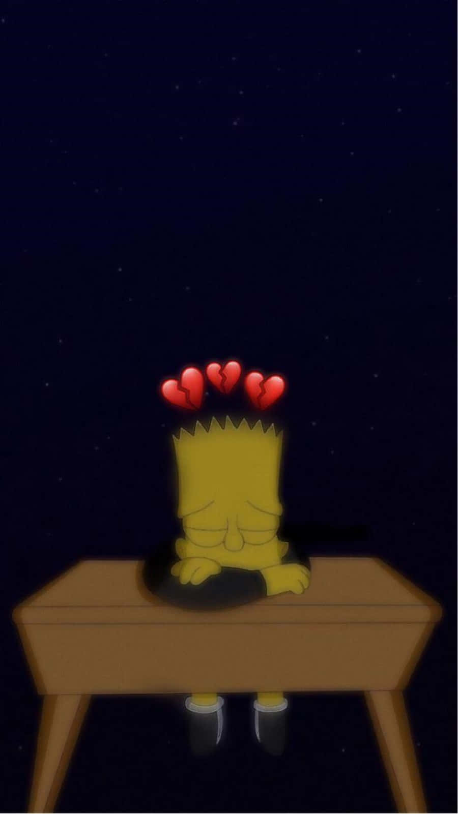Bart Simpson, starry night sky, broken heart emojis, HD Phone Wallpaper