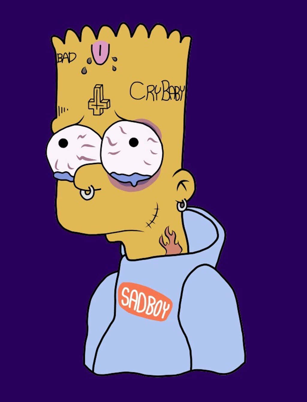 Bart Simpson, SADBOY hoodie, tattoos, HD Phone Wallpaper